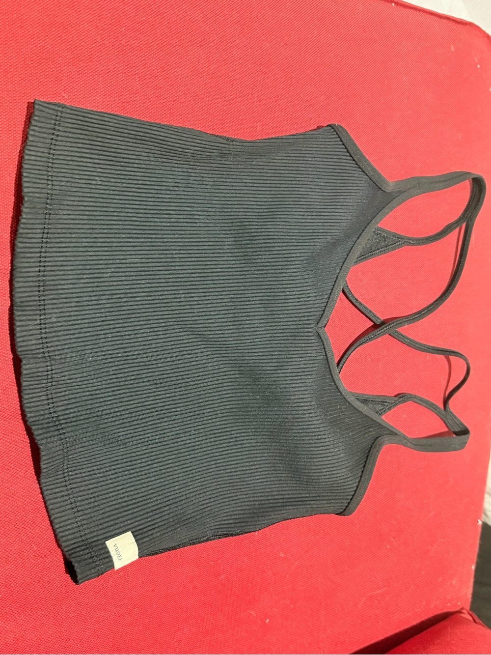Vuori Black Ribbed Strappy Sports Bra Tank